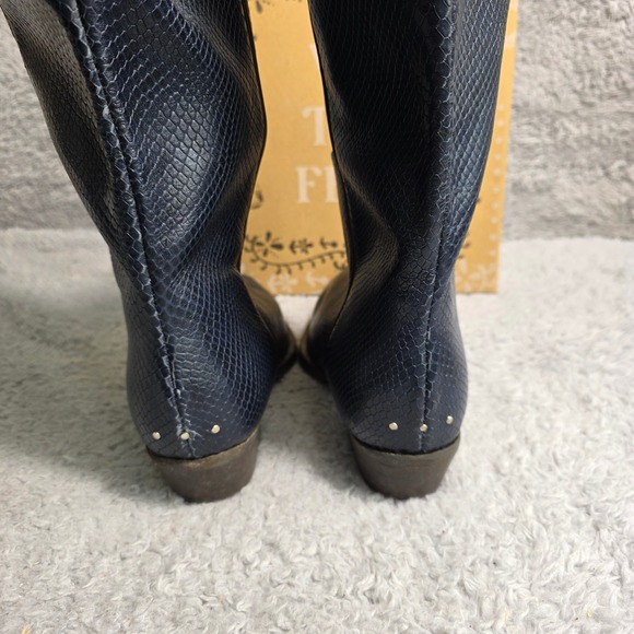 We the Free People Leather Cowboy Boots Oceano Blue Snake Embossed EU 41 10 NEW - Picture 6 of 11